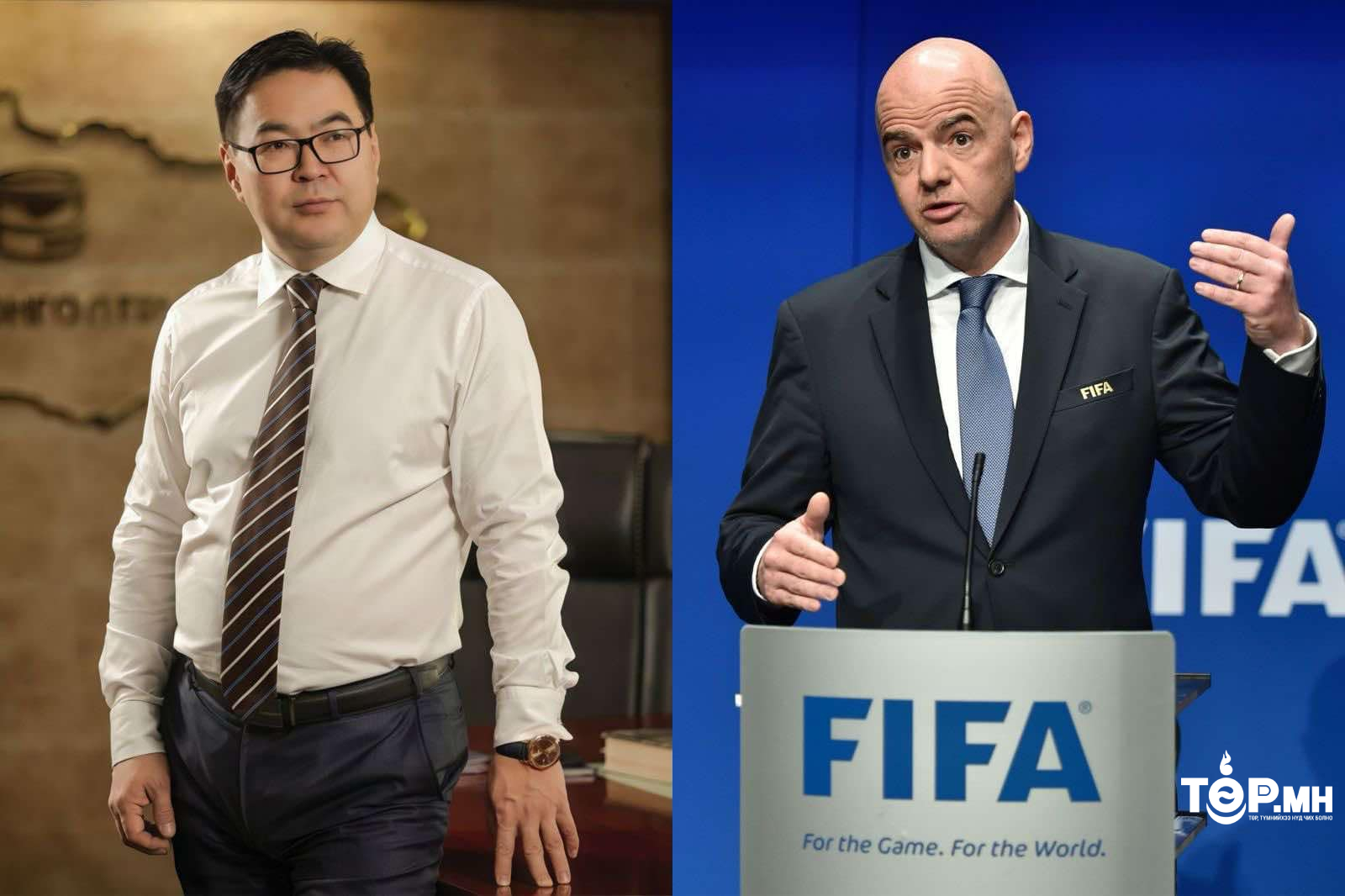 Олон Улсын Хөлбөмбөгийн Холбооны Ерөнхийлөгч  Жиованни Винченцо Инфантино Монголын Хөлбөмбөгийн Холбооны Ерөнхийлөгч Ц.Анандбазарт баяр хүргэж, мэндчилгээ ирүүлжээ