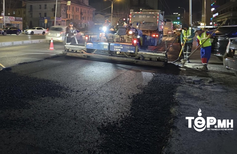 Энхтайваны өргөн чөлөөний авто замын засварын ажил үргэлжилж байна