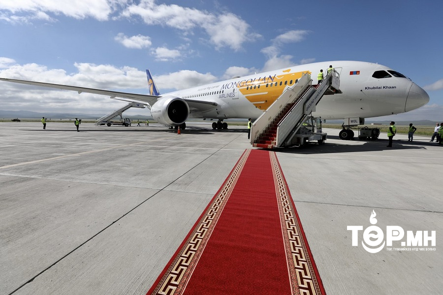 АНУ руу шууд нислэг үйлдэх "ХУБИЛАЙ ХААН" ВOEING 787-9 DREAMLINER агаарын хөлгөө хүлээж авлаа