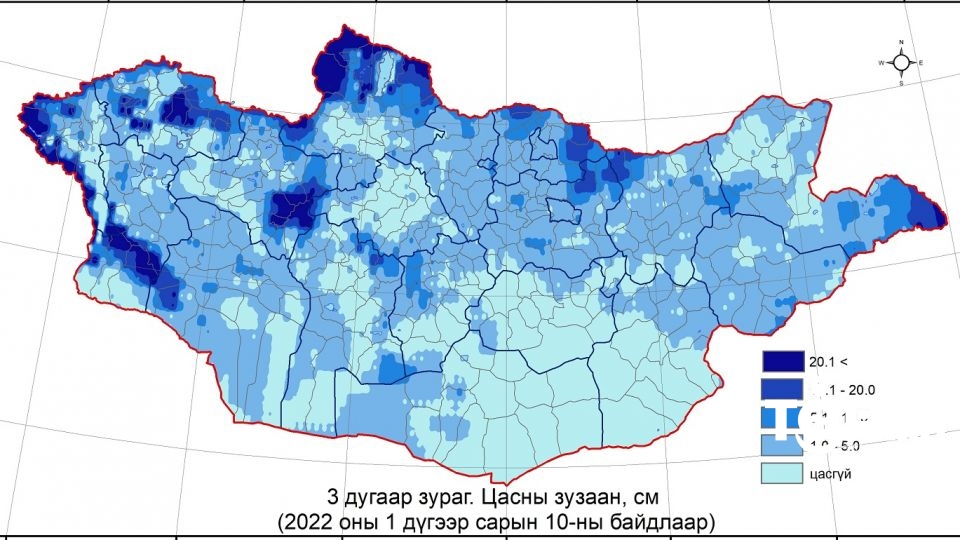 Нийт нутгийн 50 гаруй хувьд цастай байна
