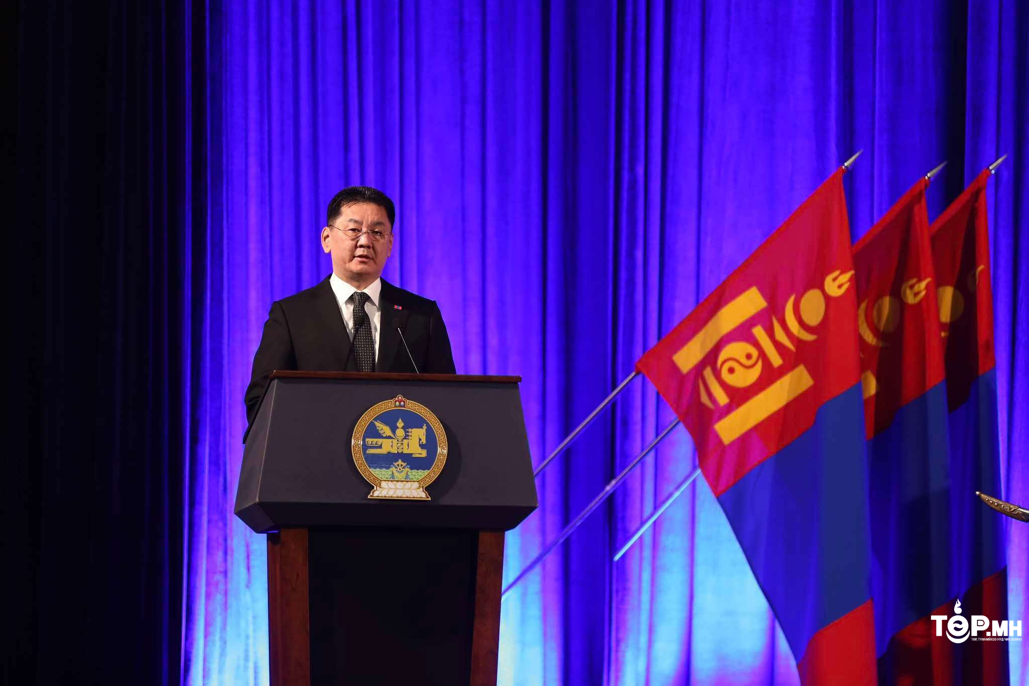 Монгол Улсын Ерөнхийлөгч У.Хүрэлсүх анхны Ерөнхийлөгч П.Очирбат агсанд хүндэтгэл үзүүлэх төрийн ёслолын ажиллагаанд үг хэллээ