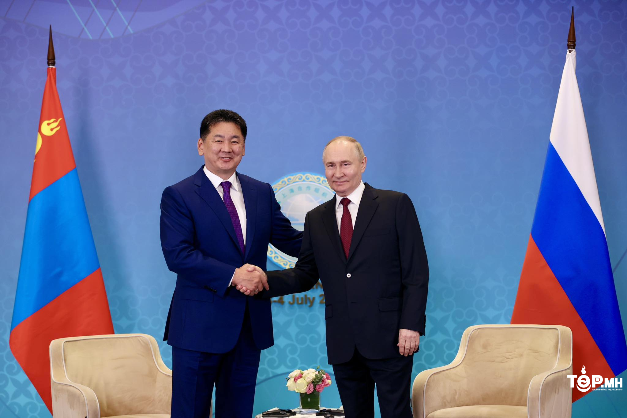 Ерөнхийлөгч У.Хүрэлсүхэд ОХУ-ын Ерөнхийлөгч В.В.Путин баяр наадмын мэндчилгээ ирүүлжээ