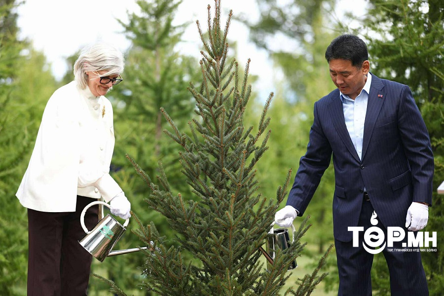 Ерөнхийлөгч У.Хүрэлсүх, Австралийн Холбооны Улсын Амбан захирагч /төрийн тэргүүн/ Саманта Мостин нар дурсгалын мод тарилаа